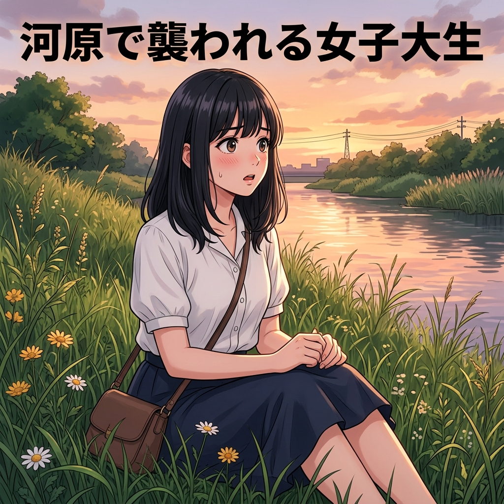 河原で襲われる女子大生